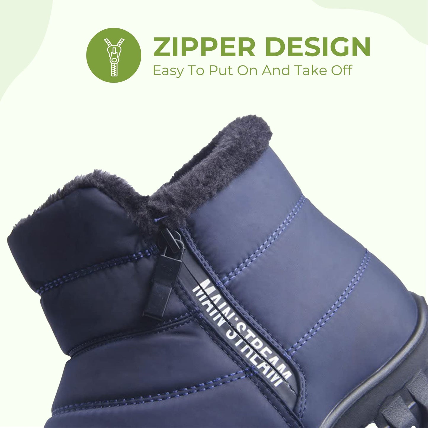 Thick Warm Cotton Zipper Shoes