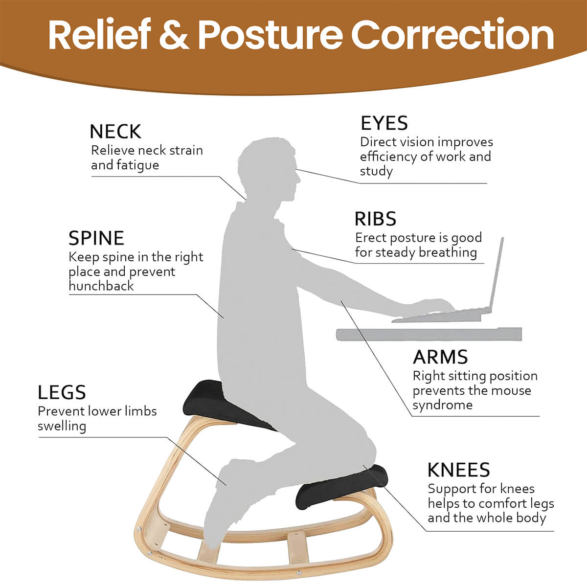 ErgoPosture™ Kneeling Chair – Orthopedic Support for Improved Posture & Comfort at Work