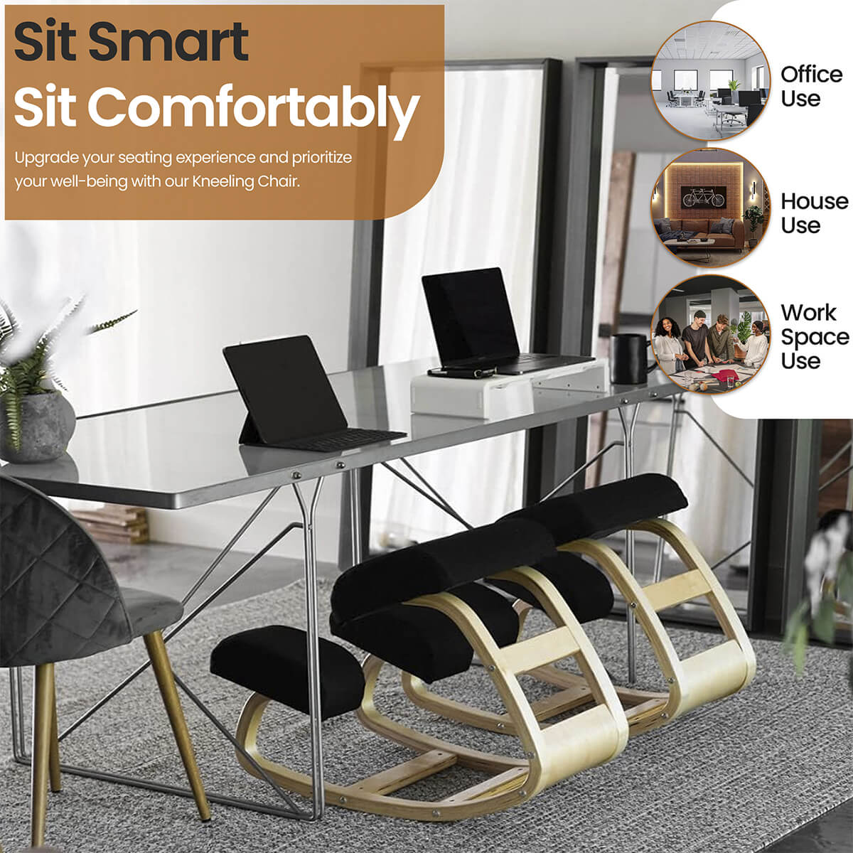 ErgoPosture™ Kneeling Chair – Orthopedic Support for Improved Posture & Comfort at Work