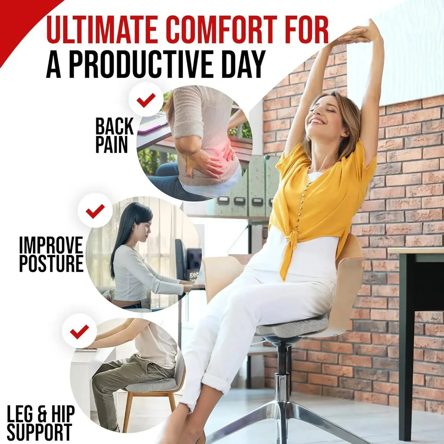Ergonomic Memory Foam Hemorrhoid Relief Cushion – Office & Student Chair Support