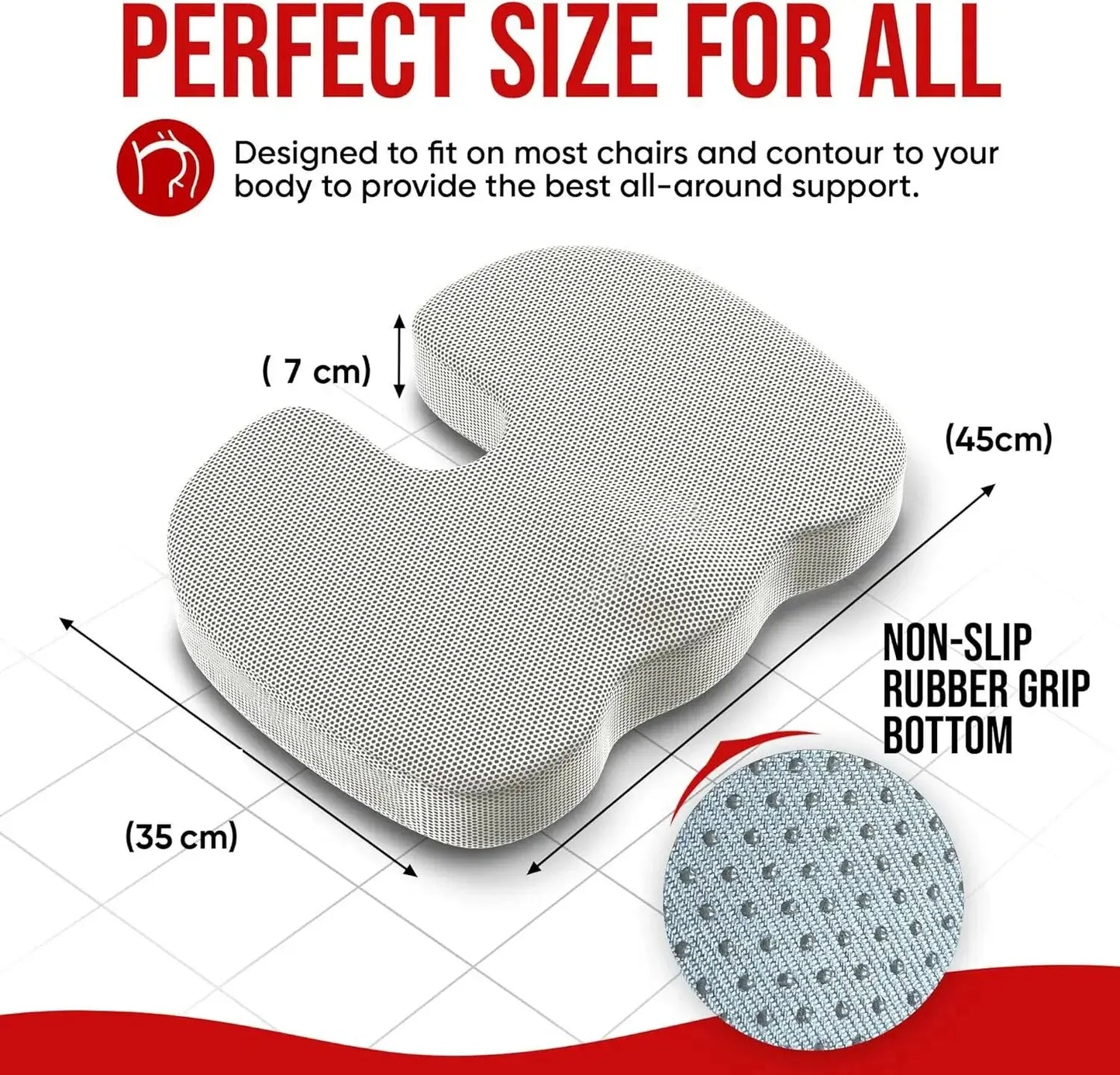 Ergonomic Memory Foam Hemorrhoid Relief Cushion – Office & Student Chair Support