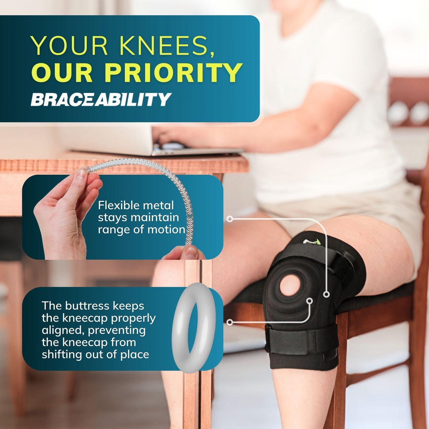 Big Knee Brace for Large Legs – Adjustable Plus Size Patella Support Sleeve with Thigh & Calf Straps