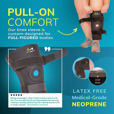 Big Knee Brace for Large Legs – Adjustable Plus Size Patella Support Sleeve with Thigh & Calf Straps