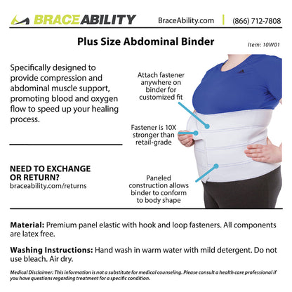 Plus Size Abdominal Binder – 4XL Bariatric Belly Band for Hernia, Maternity & Back Support