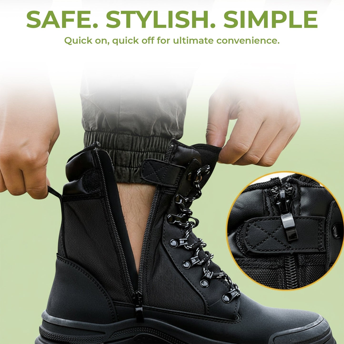 ZipShield Pro Work Boots – Durable Protection with Easy Access